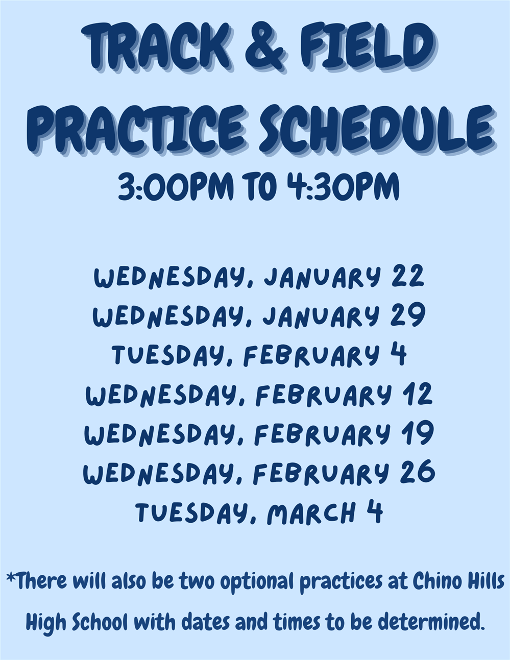 Practice Schedule